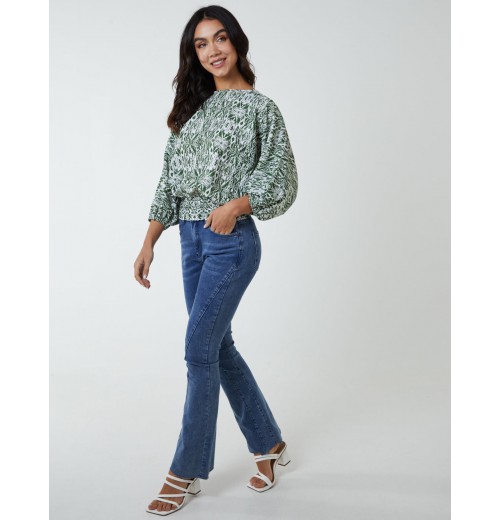 Shirred Hem Batwing Top