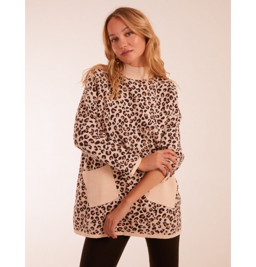 Animal Print Pocket Jumper