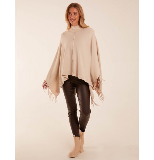 Tassel High Neck Poncho