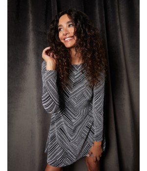 Stripe Glittery Long Sleeve Shift Mini Dress