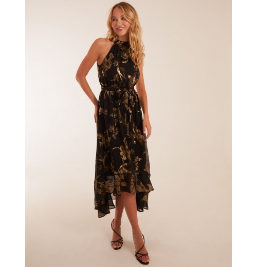 Foil Halterneck Maxi Dress