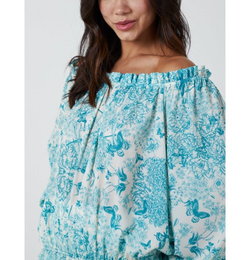 Butterfly Floral Print Gypsy Chiffon Blouse