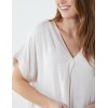 Satin Trim  V Neck Top