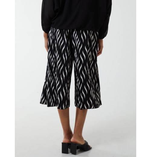 Pleated Abstract Wide Leg Trousers