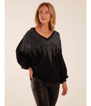 V Neck Diamante Jumper