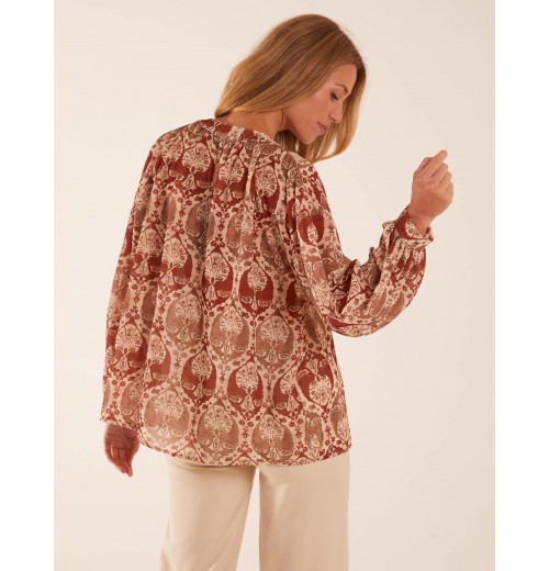 Twist Hem Print Blouse