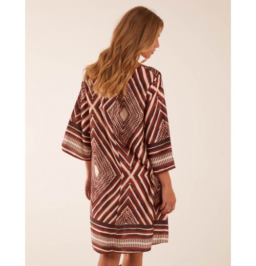 Aztec Border Straight Line Midi Dress