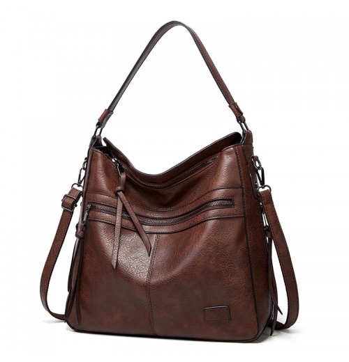 Zip Top Leather Tote Bag