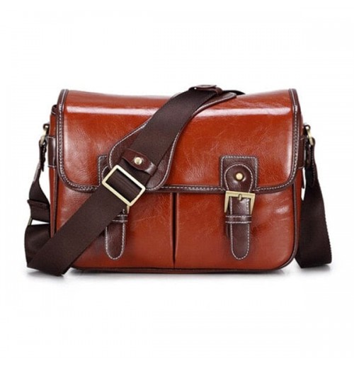 Leather Camera Messenger Bag