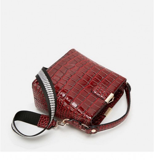 Croc Embossed Leather Bag