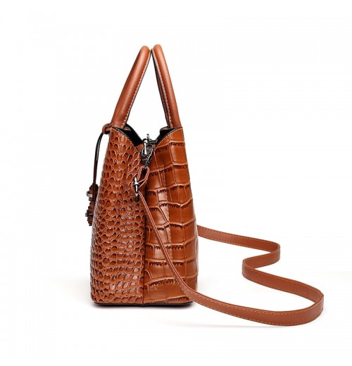 Croc Embossed Leather Tote