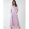 Button Through Angel Sleeve Maxi Dress