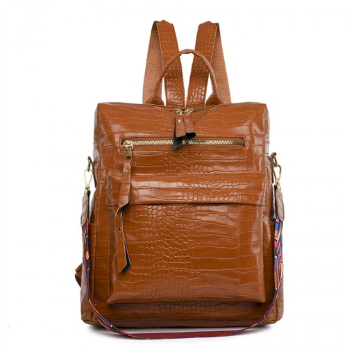 Embossed Leather Backpack Purse