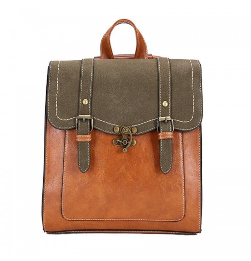 Double Buckle Leather Backpack