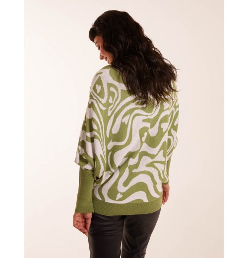 Geometric Swirl Batwing Jumper