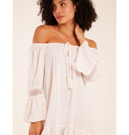 Bardot Tunic Dress With Frill Hem