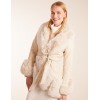 Faux Fur Collar PU Belted Coat