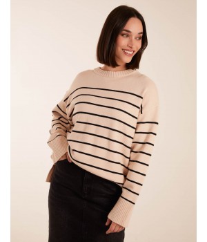 Thin Stripe Crew Neck Chunky Jumper