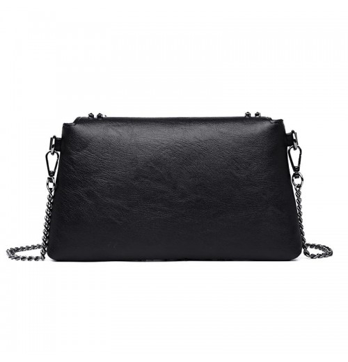 Black Crossbody Bag With Silver Hardware