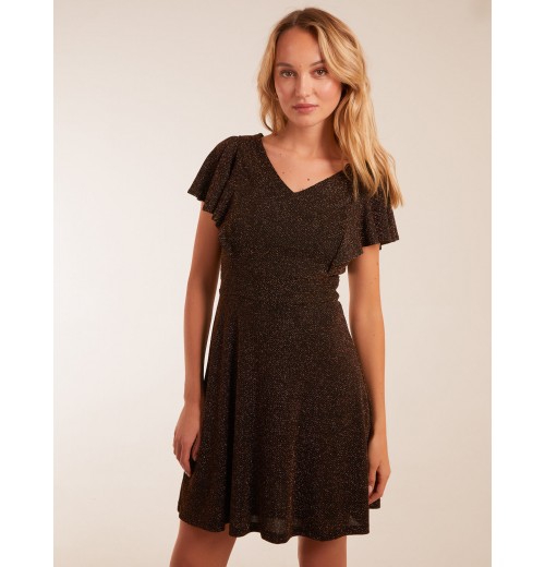 Lurex Flutter Sleeve Mini Dress